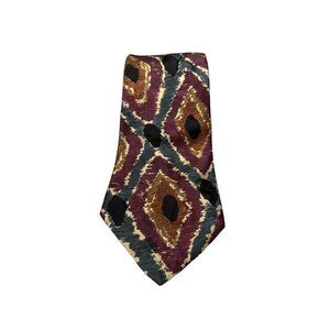 Christian Dior Tie Maroon Gold Black Classic Fabric Woven In Italy